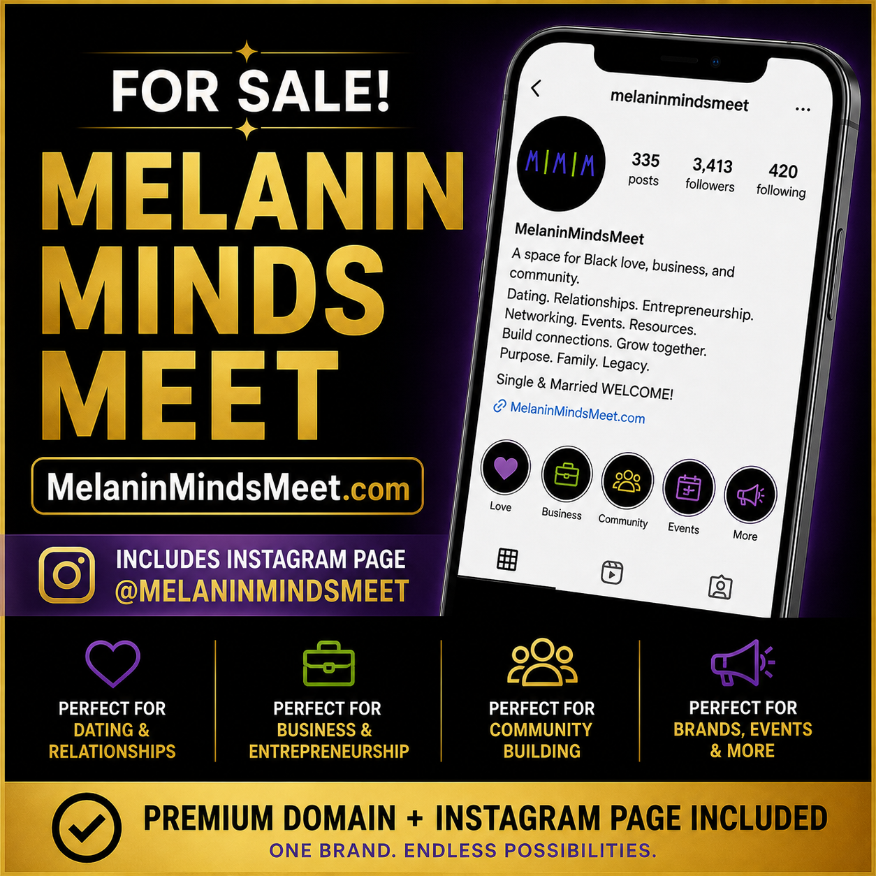 MelaninMindsMeet.com +  IG Page 3K (Est 2015)